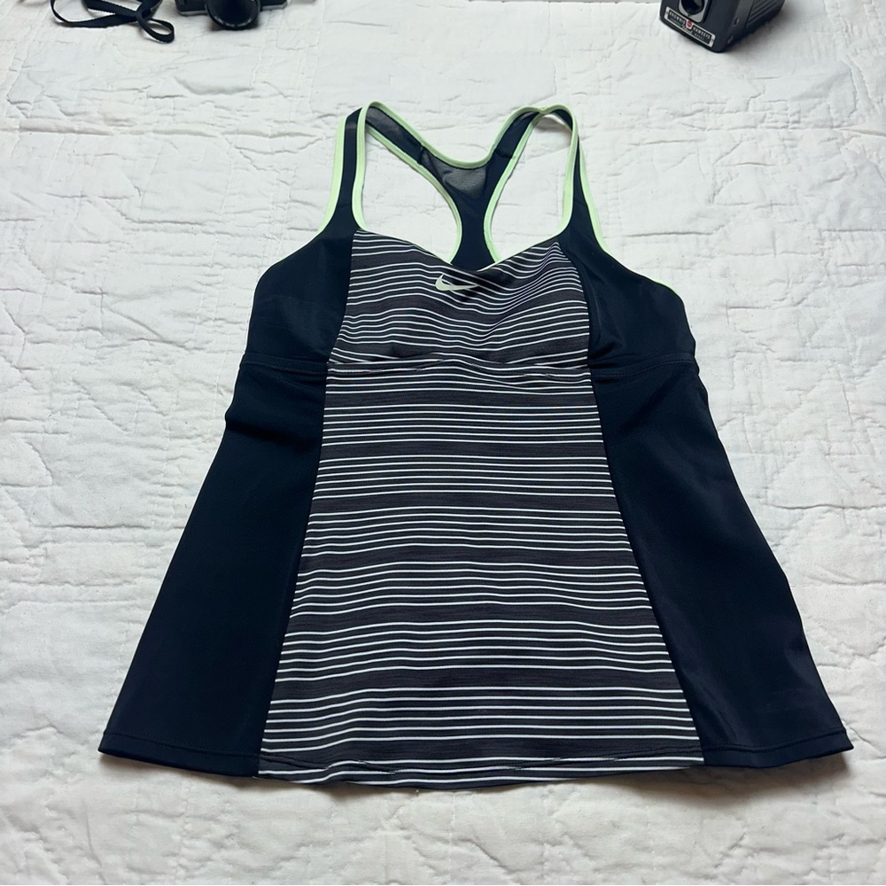 Nike Dri-FIT Women’s Medium Built-In Bra Racerback Running Tank Black Lime